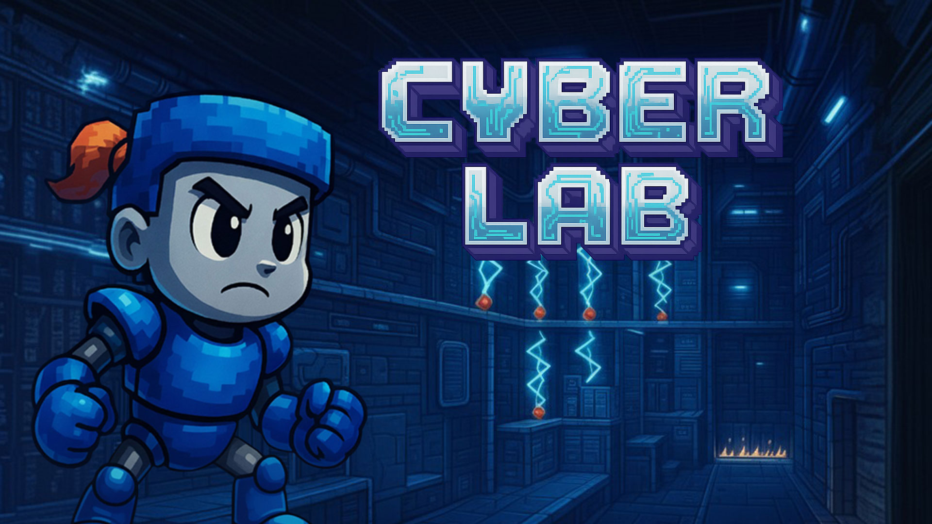 Cyber Lab 2D pixel art platformer game cover